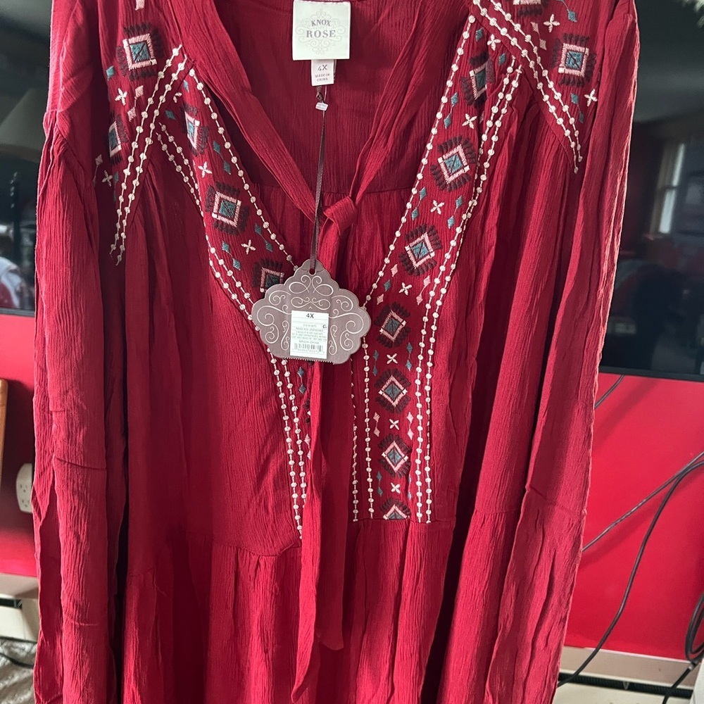 Knox Rose red knee-length dress long sleeve size 2XL, 3XL, 4XL​